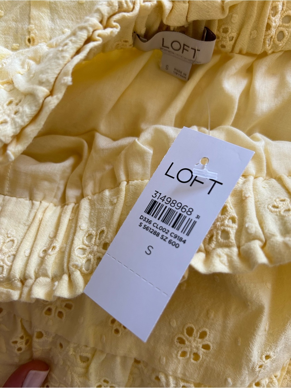 LOFT Yellow Eyelet Ruffle Skirt Set- skirt size Small, top size Medium - Picture 4 of 4